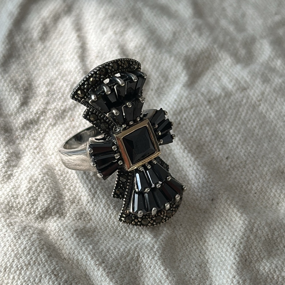 Black Spinel Ring Sz 8 - Picture 4 of 8